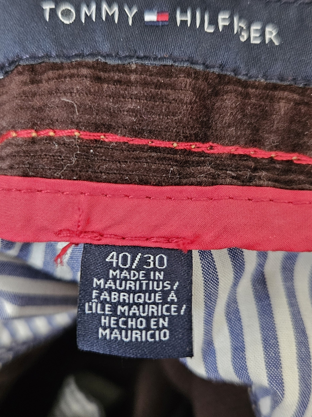 Tommy Hilfiger Deep Burgundy-brown Corduroy Pocket Pants with Contrast Stitching - Picture 8 of 8